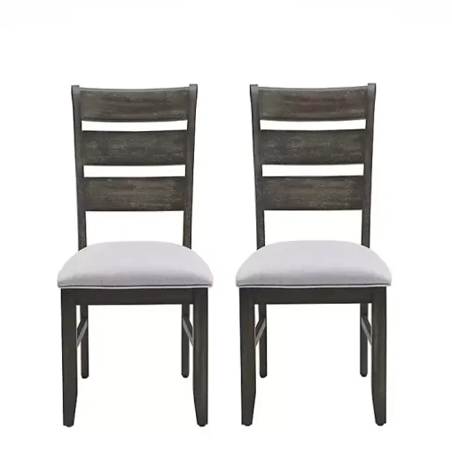 Rustic Brown Slat Back Dining Chairs, Set of 2