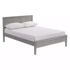 Rustic Smoke Gray Wood Panel Full Bed Frame
