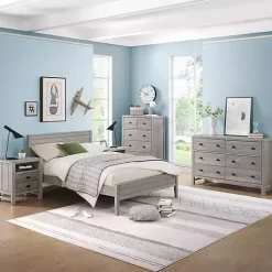 Rustic Smoke Gray Wood Panel Full Bed Frame