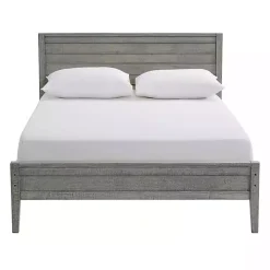 Rustic Smoke Gray Wood Panel Full Bed Frame