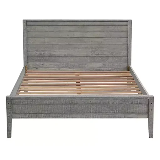 Rustic Smoke Gray Wood Panel Full Bed Frame