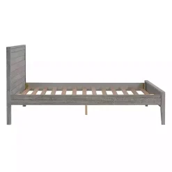 Rustic Smoke Gray Wood Panel Full Bed Frame