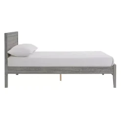Rustic Smoke Gray Wood Panel Full Bed Frame
