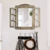 Rustic Wooden Dual Window Shutter Wall Mirror