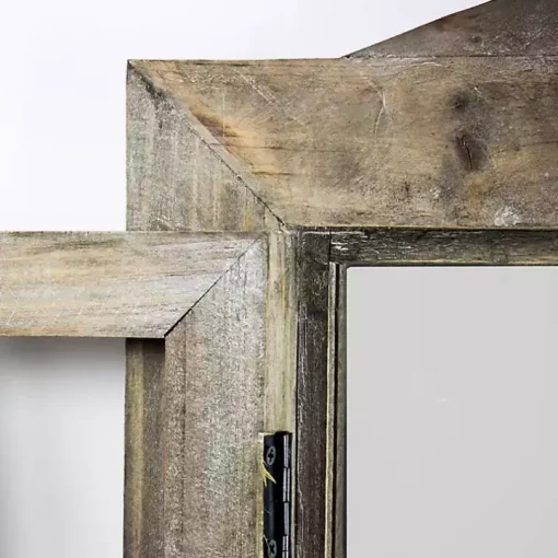 Rustic Wooden Dual Window Shutter Wall Mirror