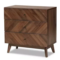Sabrina Walnut Wood 3-Drawer Chest