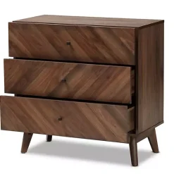 Sabrina Walnut Wood 3-Drawer Chest