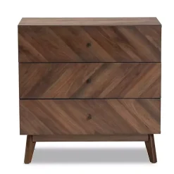 Sabrina Walnut Wood 3-Drawer Chest