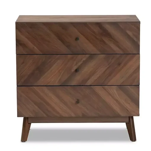 Sabrina Walnut Wood 3-Drawer Chest