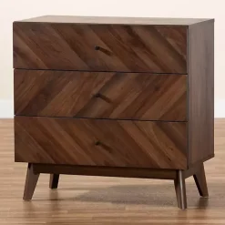 Sabrina Walnut Wood 3-Drawer Chest