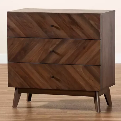 Sabrina Walnut Wood 3-Drawer Chest
