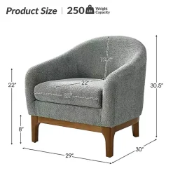 Sage Wool Upholstered Joan Barrel Accent Chair