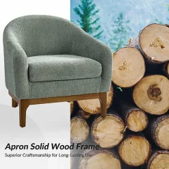 Sage Wool Upholstered Joan Barrel Accent Chair