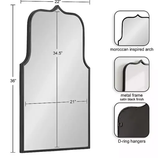 Satin Black Arched Scallop Wall Mirror