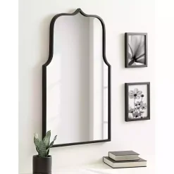 Satin Black Arched Scallop Wall Mirror