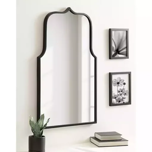 Satin Black Arched Scallop Wall Mirror