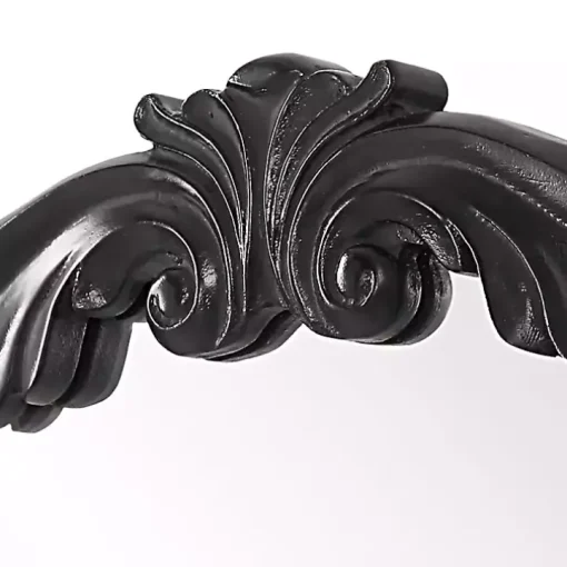 Satin Black Ornate Round Wall Mirror