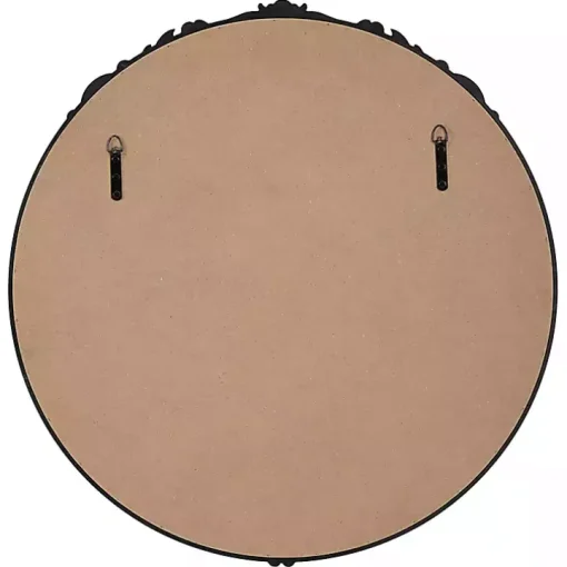 Satin Black Ornate Round Wall Mirror