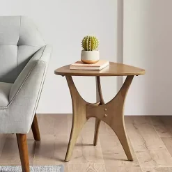 Savannah Wooden Triangle Accent Table