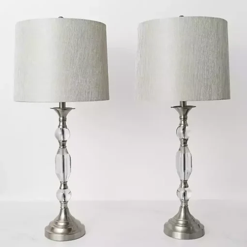 Silver Crystal Table Lamp, Set of 2