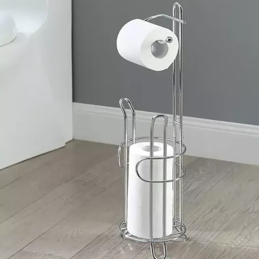 Silver Toilet Paper Storage Stand