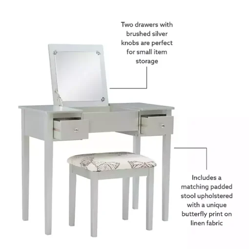 Silver Virginia Butterfly 2-pc. Vanity Set