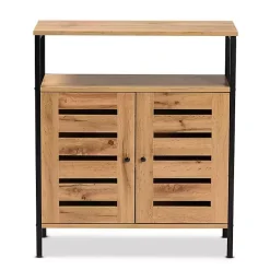 Slatted Oak Wood Cabinet