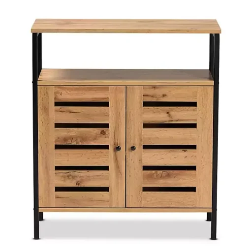 Slatted Oak Wood Cabinet