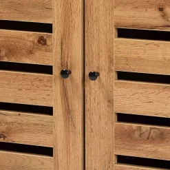 Slatted Oak Wood Cabinet