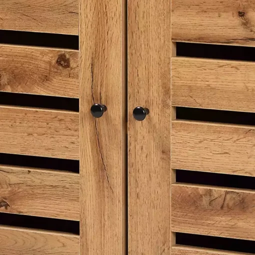 Slatted Oak Wood Cabinet