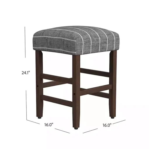 Steel Blue and White Striped Backless Stool