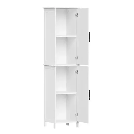 Tall White Wood 2-Door Storage Cabinet