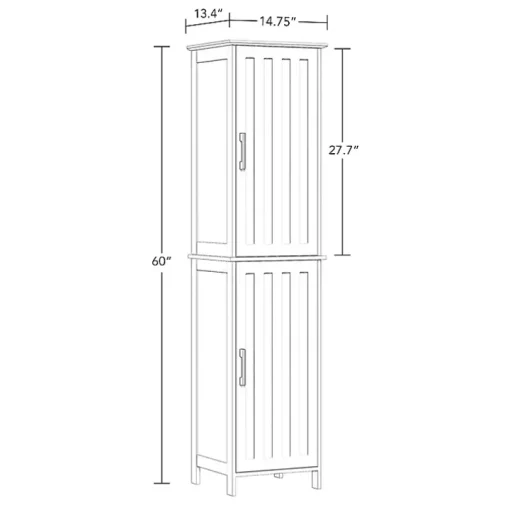 Tall White Wood 2-Door Storage Cabinet