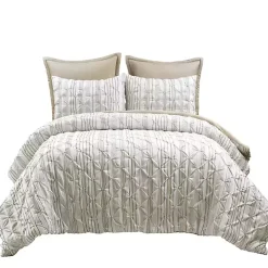 Tan Pintuck Stripe Full/Queen 5-pc. Comforter Set