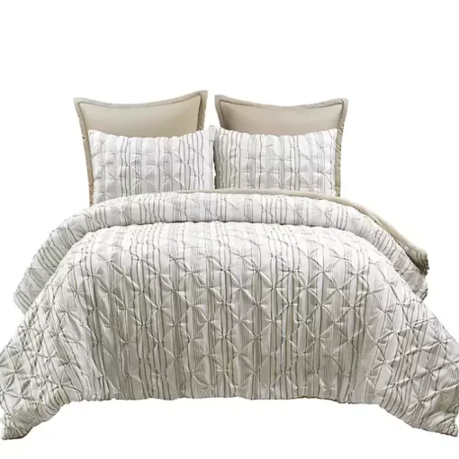 Tan Pintuck Stripe Full/Queen 5-pc. Comforter Set