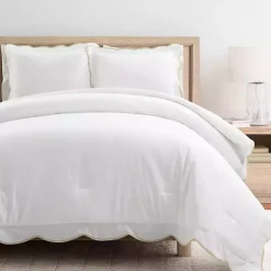 Tan Scalloped Edge 3-pc. Full/Queen Comforter Set