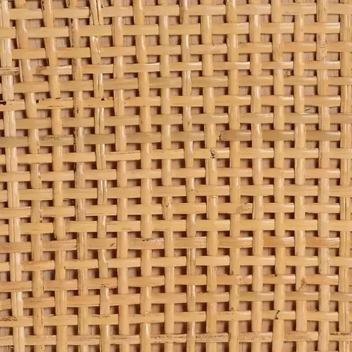 Tan Woven Rattan and Wood Cabinet