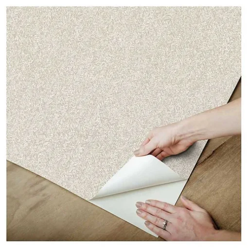 Taupe Textured Cross Woven Peel & Stick Wallpaper