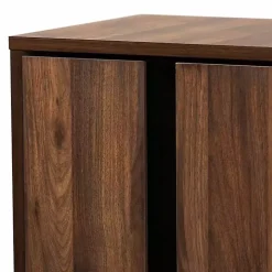 Walnut Brown Asymmetrical Shoe Storage Cabinet