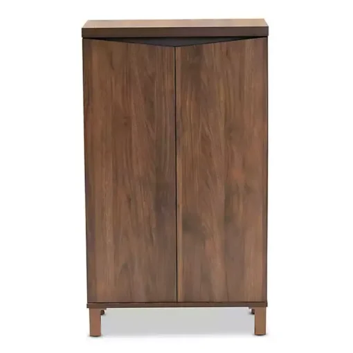 Walnut Brown Slim Shoe Storage Cabinet
