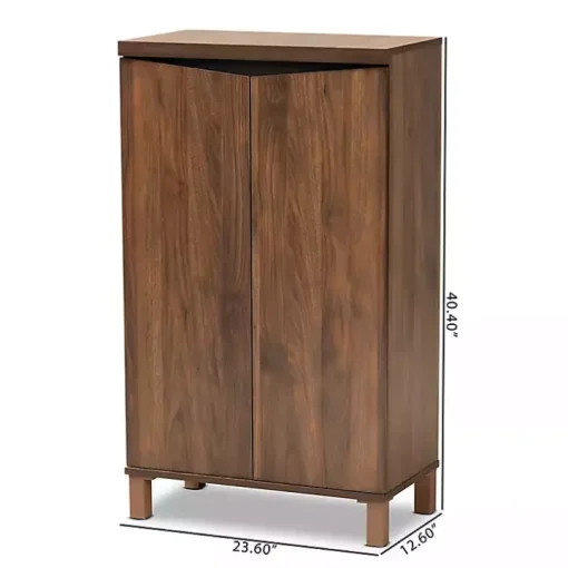 Walnut Brown Slim Shoe Storage Cabinet