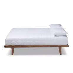 Walnut Brown Wood Full Platform Bed
