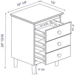 Walnut 3-Drawer Wood Nightstand