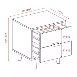 Walnut Mid-Century Modern 2-Drawer Nightstand