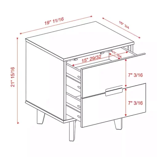 Walnut Mid-Century Modern 2-Drawer Nightstand