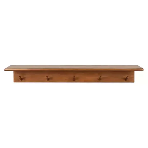 Walnut Wood Alia Shelf with Hooks