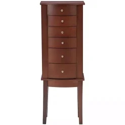 Walnut Wood 6-Drawer Maddie Jewelry Armoire