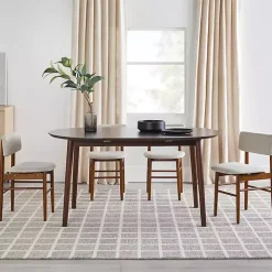 Walnut Wood Oval Dining Table with Leaf