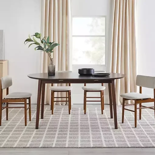 Walnut Wood Oval Dining Table with Leaf
