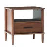 Walnut Wood Spindle Leg Nightstand